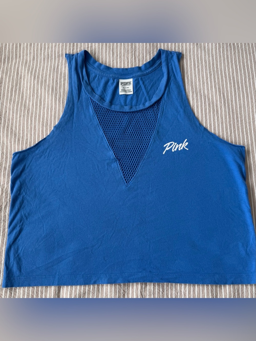 PINK Victoria's Secret Royal Blue Mesh-Accent Women’s Top